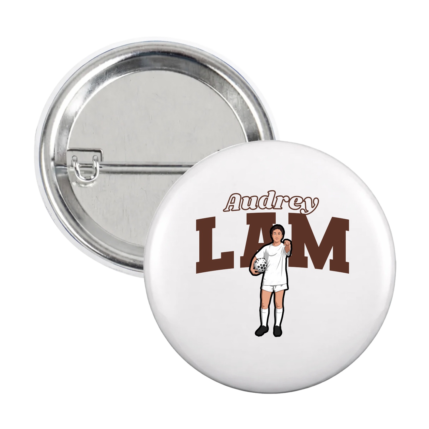 Game Day Button — Name Arch in White