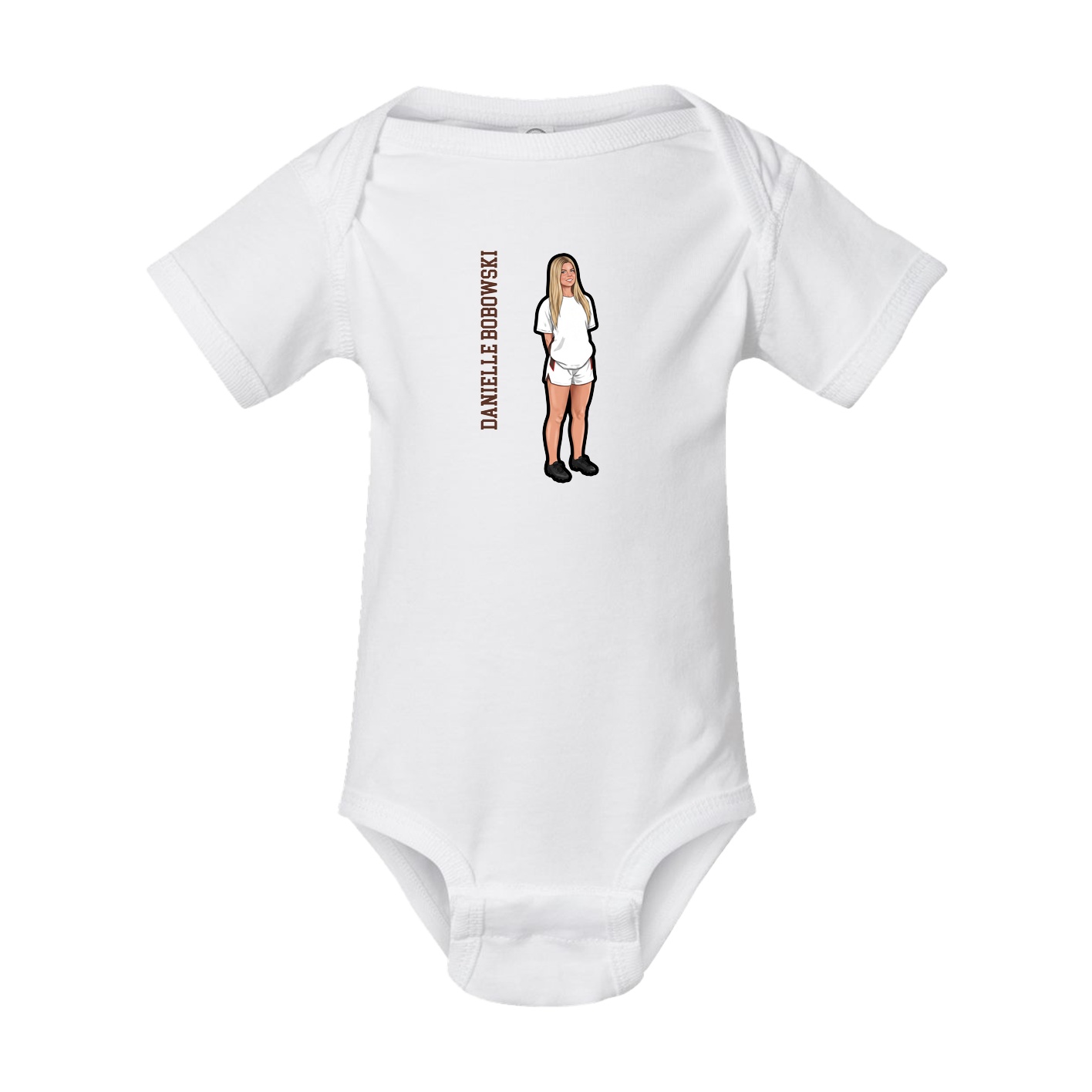 Baby Onesie — Name Vertical in White