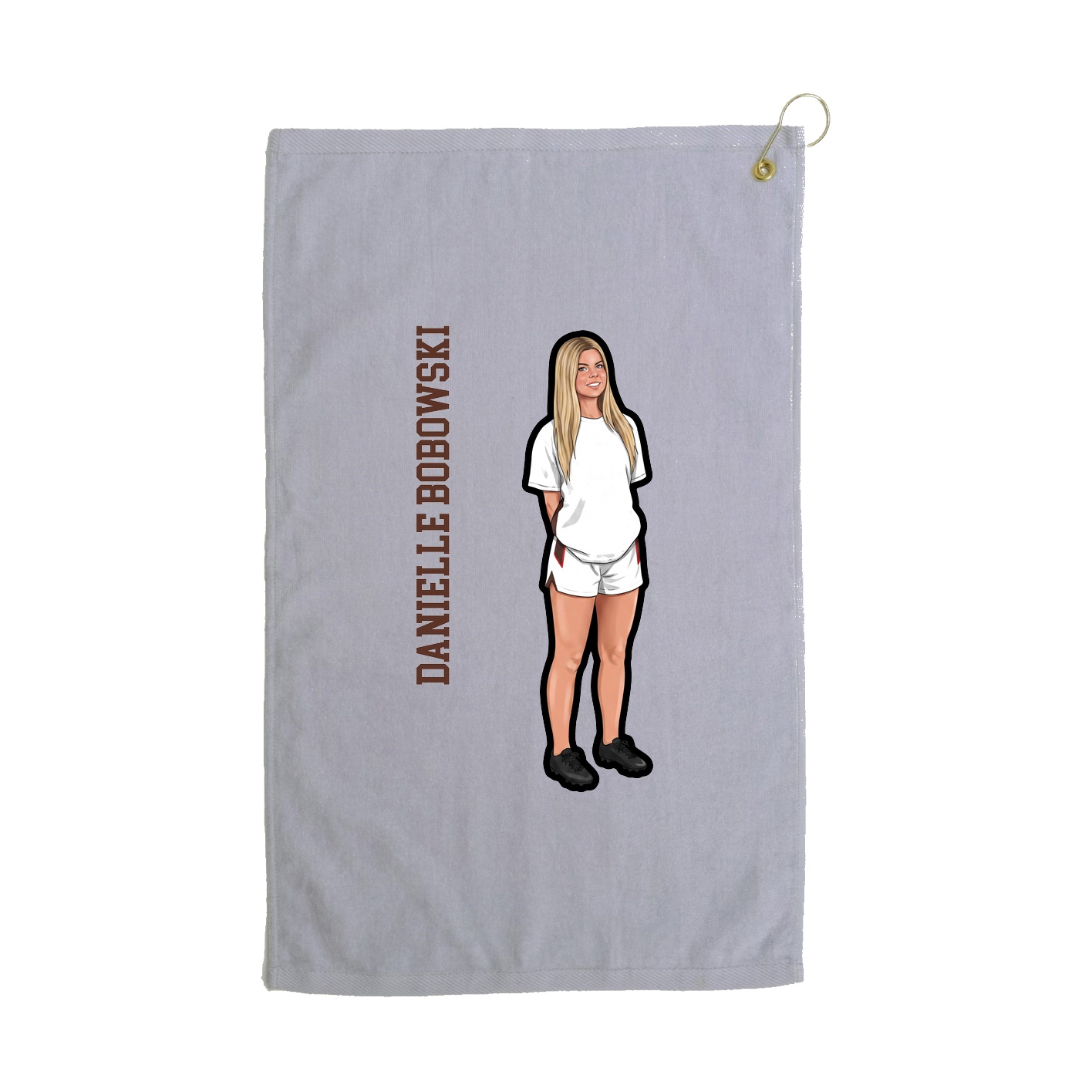 Golf Towel — Name Vertical in Grey