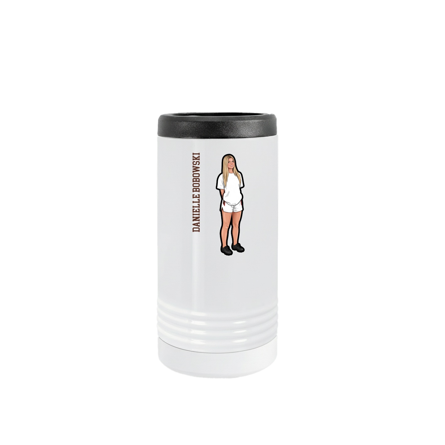 Slim Beverage Holder — Name Vertical in White