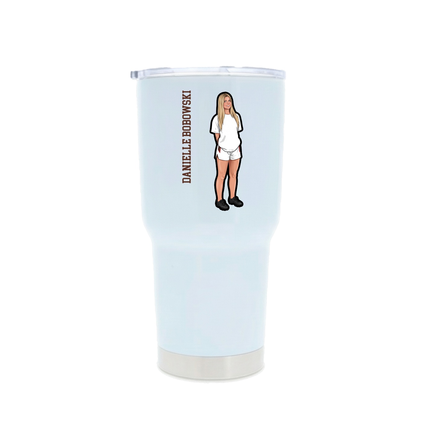 30oz Stainless Steel Tumbler — Name Vertical in White