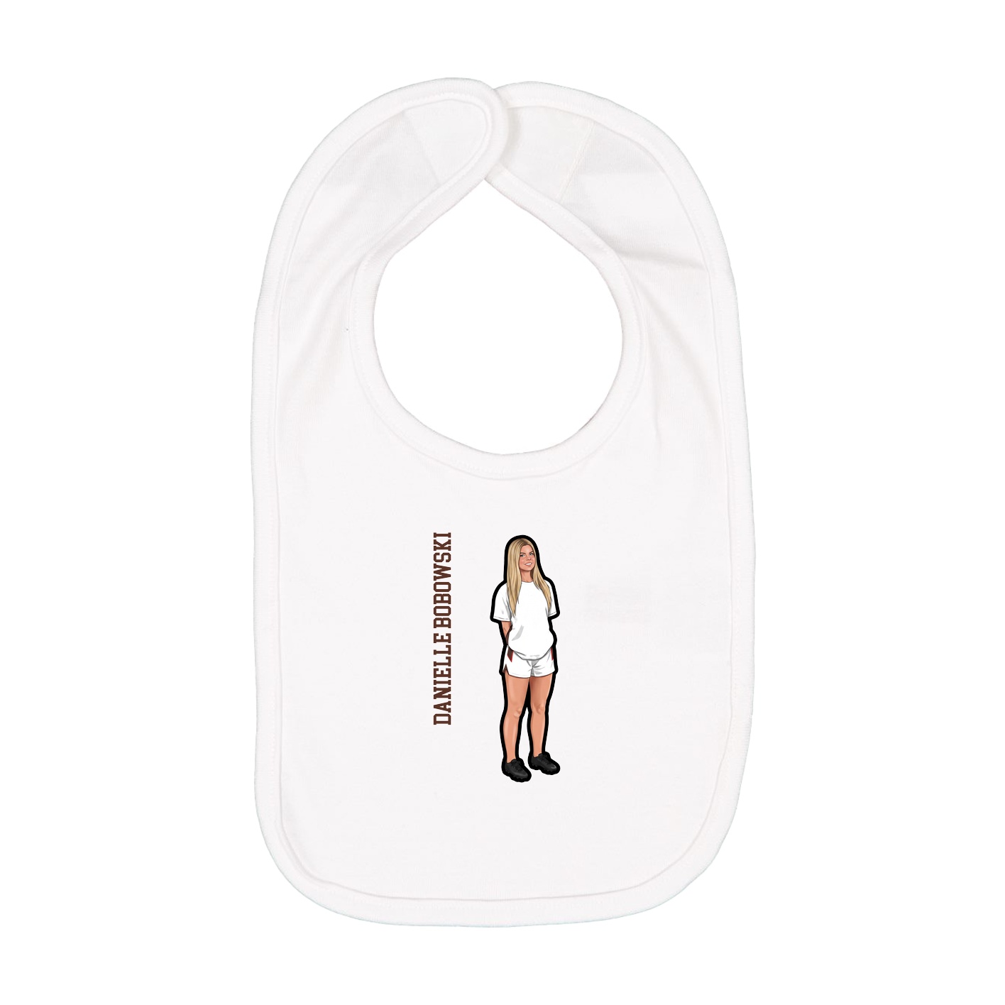 Infant Bib — Name Vertical in White