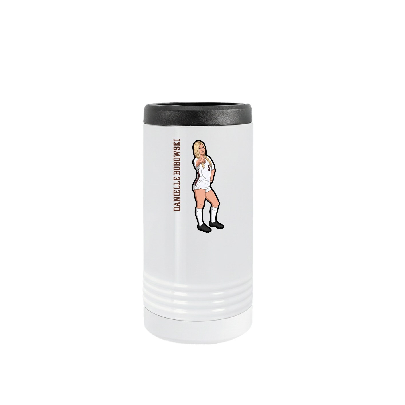 Slim Beverage Holder — Name Vertical in White