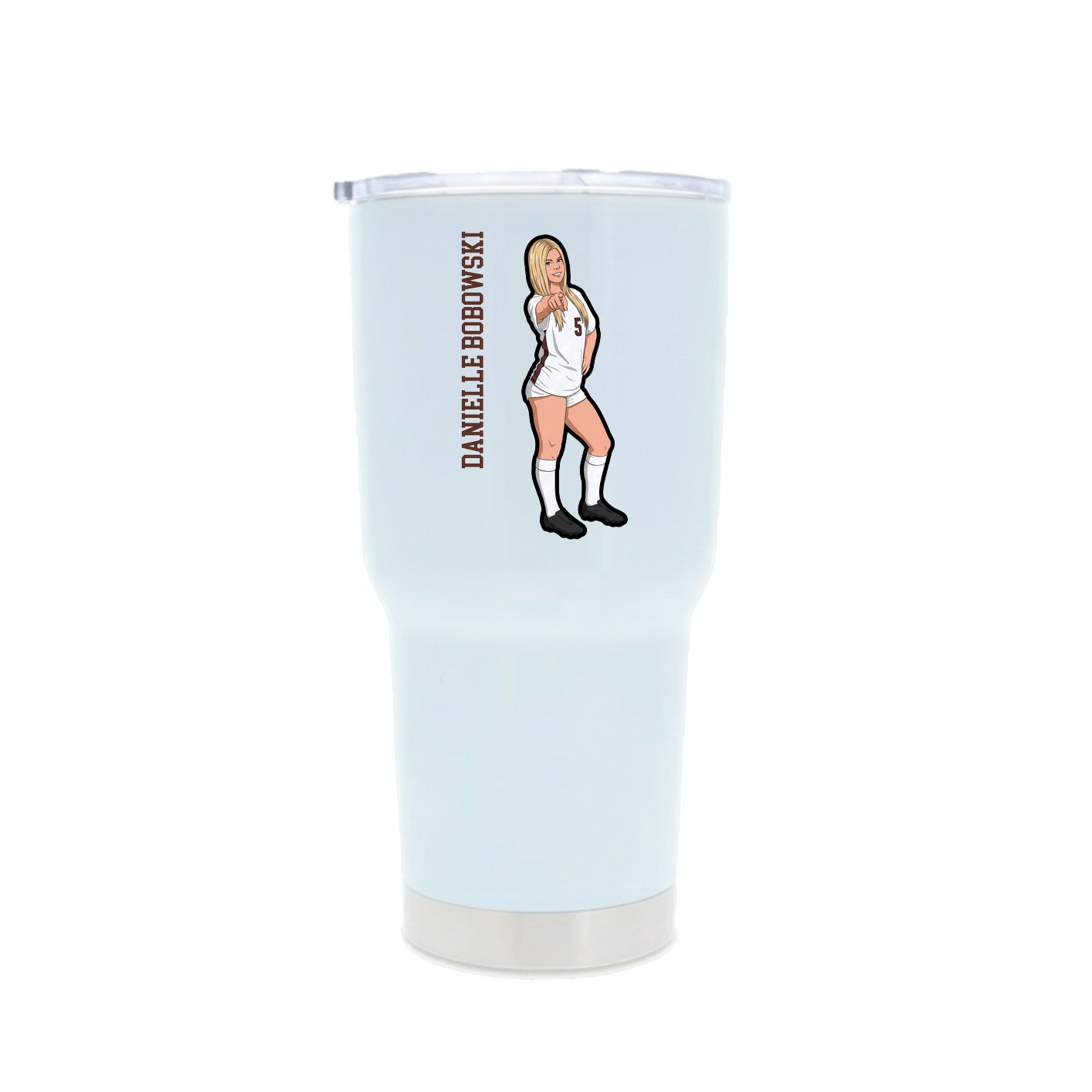 30oz Stainless Steel Tumbler — Name Vertical in White