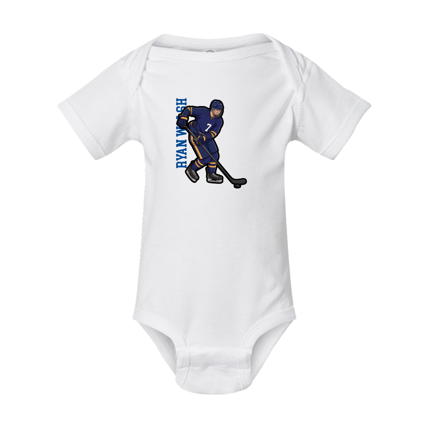 Baby Onesie — Name Vertical in White