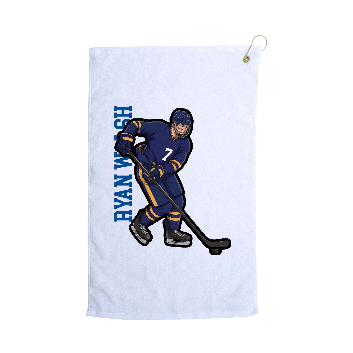 Golf Towel — Name Vertical in White