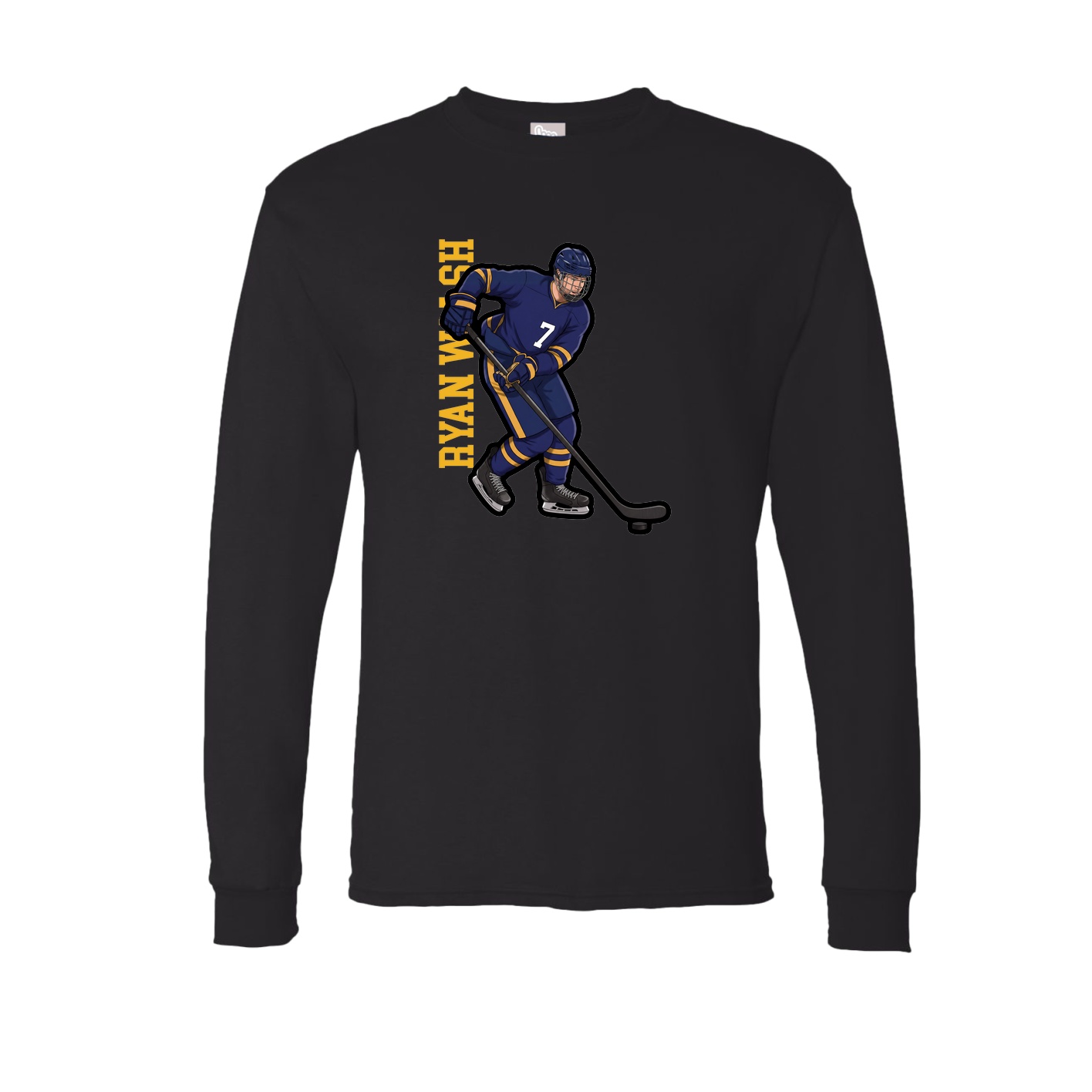 Long Sleeve Tee — Name Vertical in Black