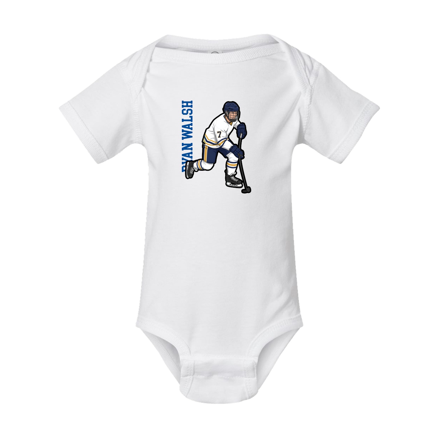 Baby Onesie — Name Vertical in White
