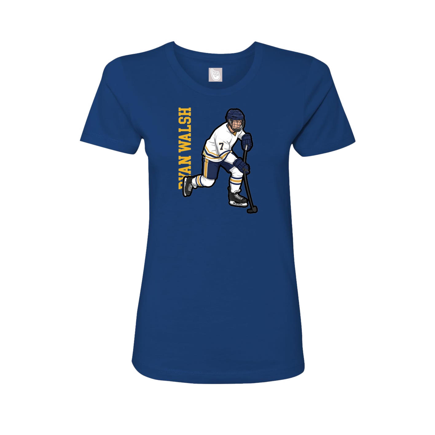 Fitted Women's Tee — Name Vertical in Royal