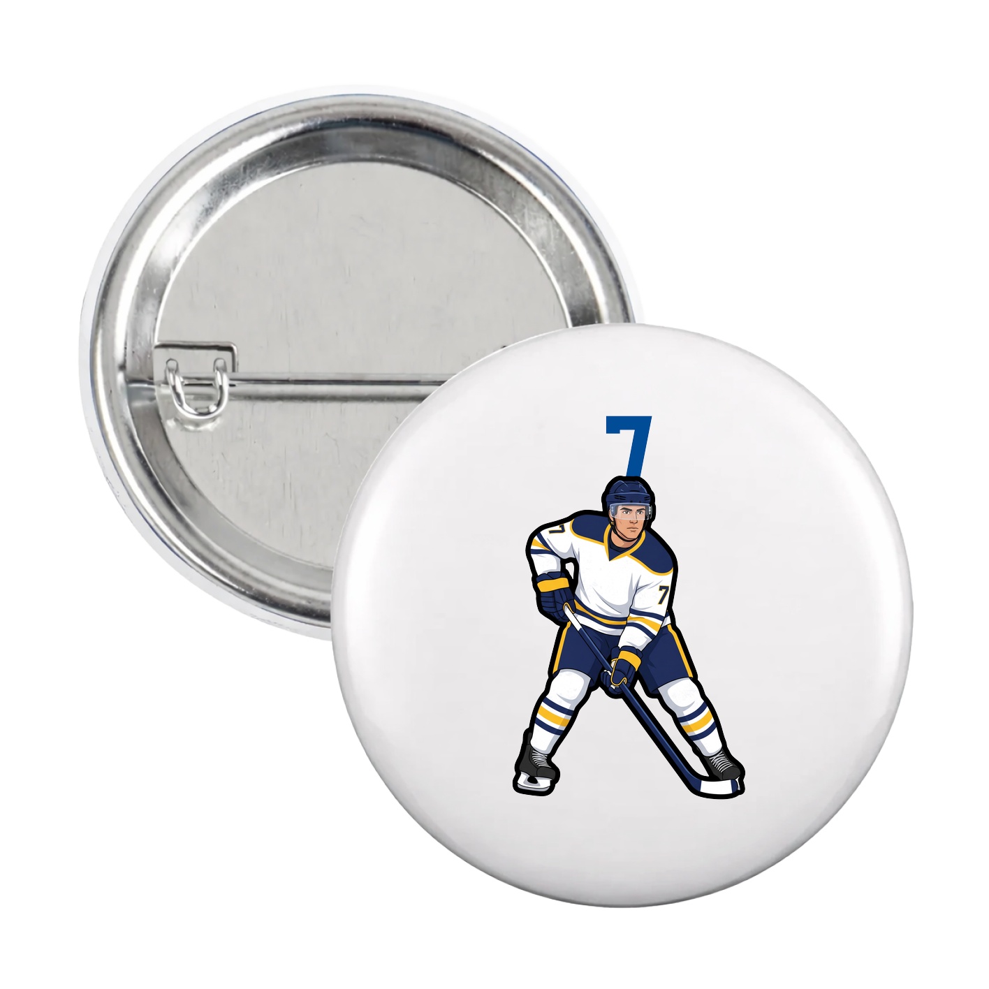 Game Day Button — Number Top in White