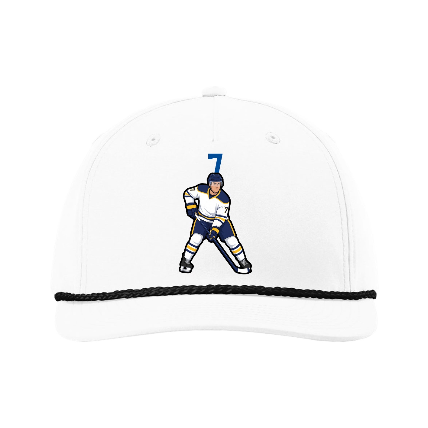 Five-Panel Classic Rope Cap — Number Top in White