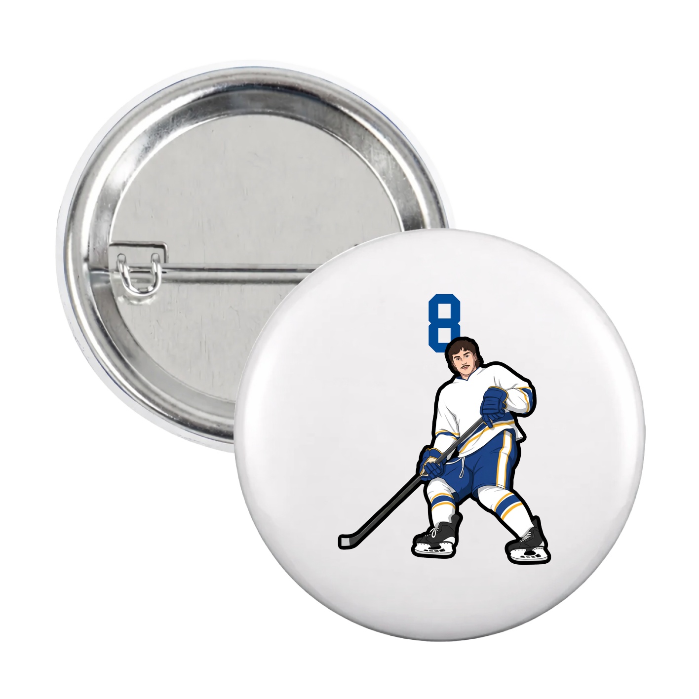 Game Day Button — Number Top in White