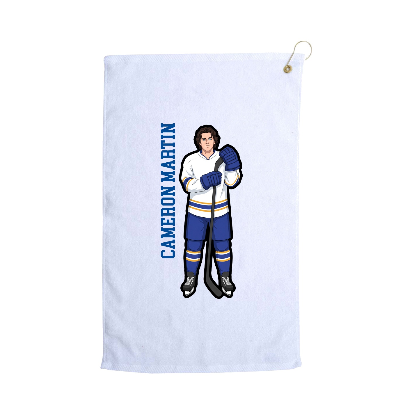 Golf Towel — Name Vertical in White