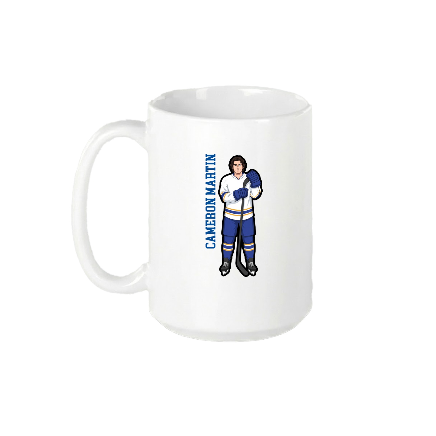 15oz Coffee Mug — Name Vertical in White