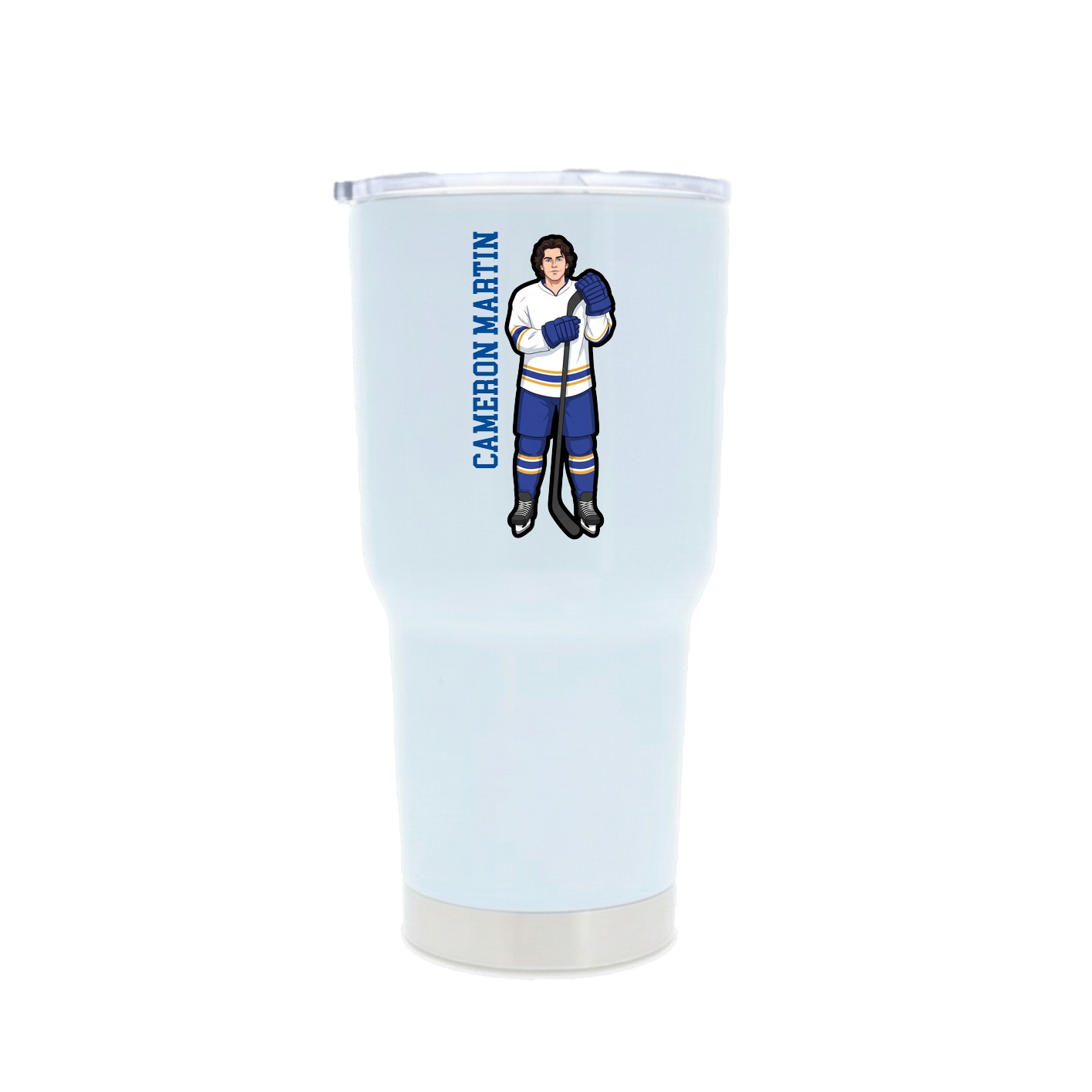 30oz Stainless Steel Tumbler — Name Vertical in White