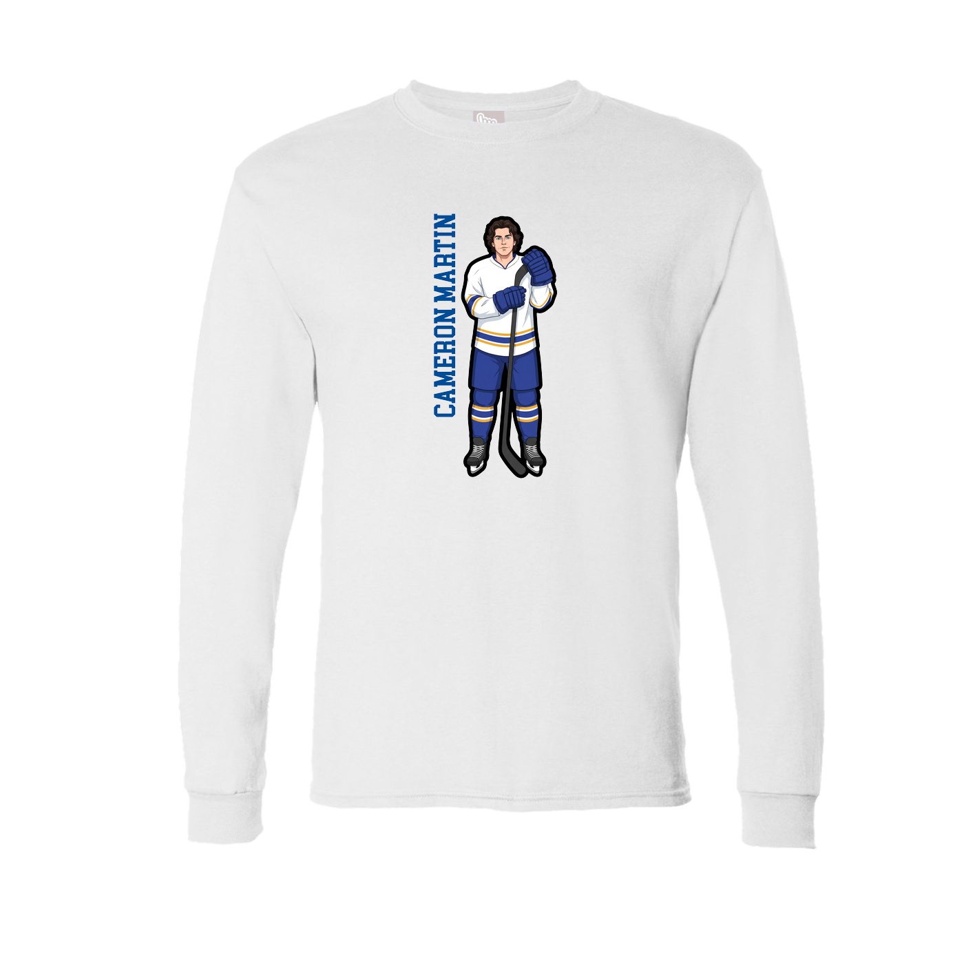 Long Sleeve Tee — Name Vertical in White