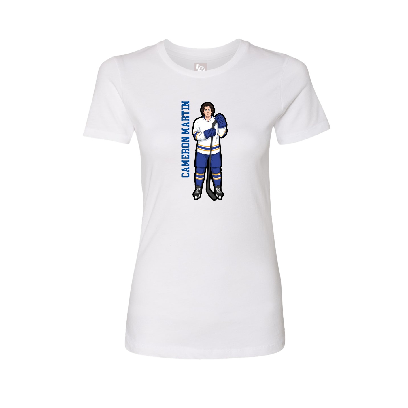 Fitted Women's Tee — Name Vertical in White