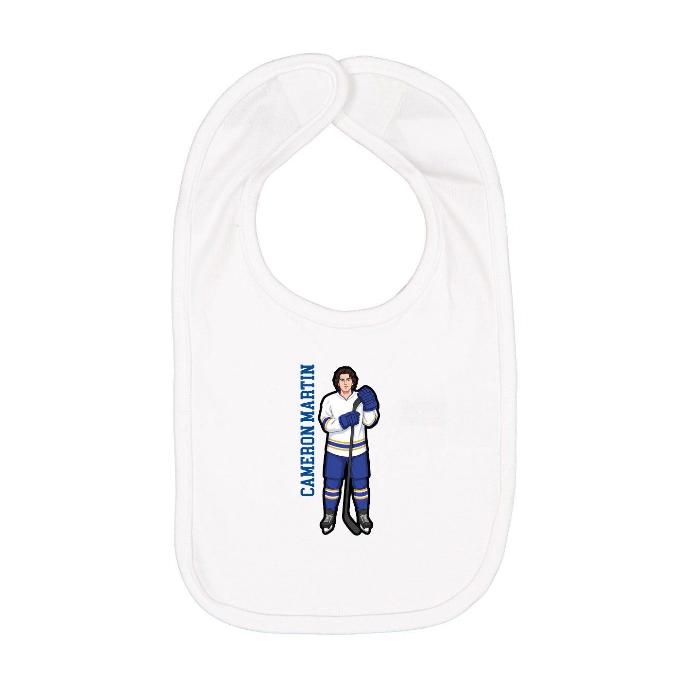 Infant Bib — Name Vertical in White