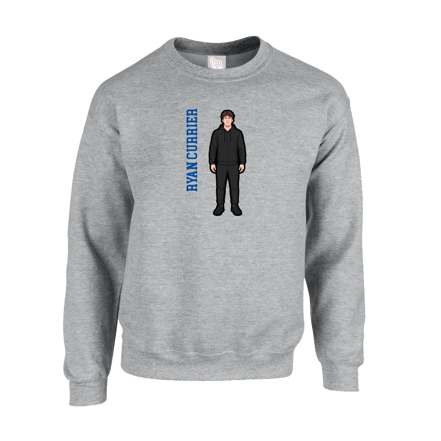Fleece Crew — Name Vertical in Grey