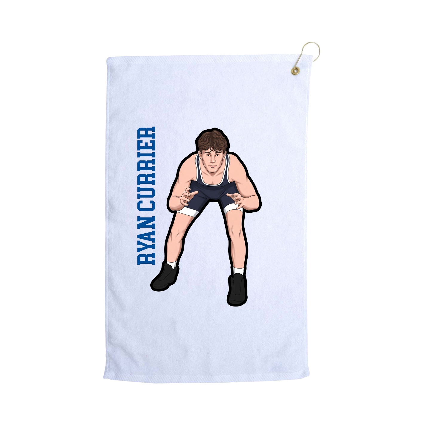 Golf Towel — Name Vertical in White