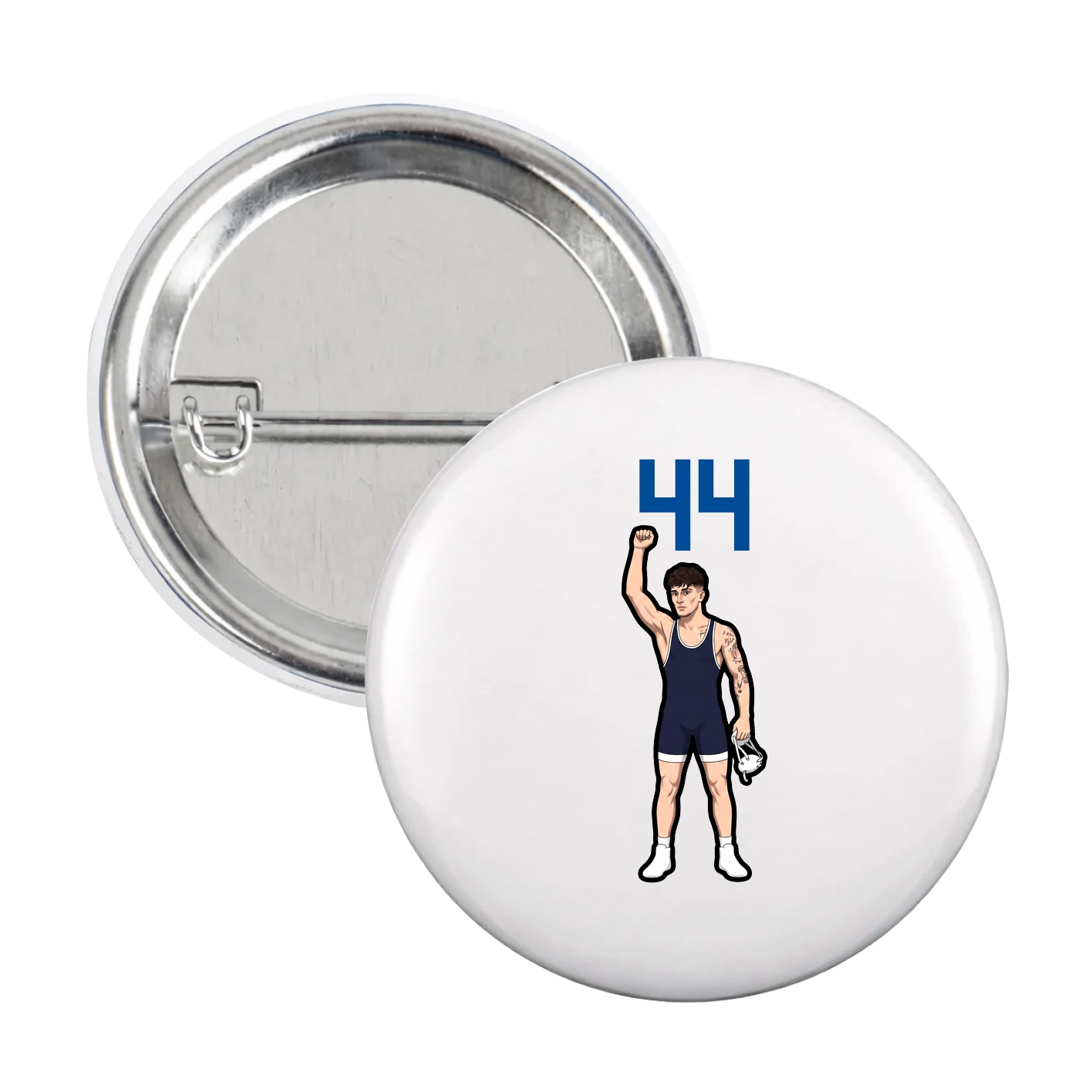 Game Day Button — Number Top in White