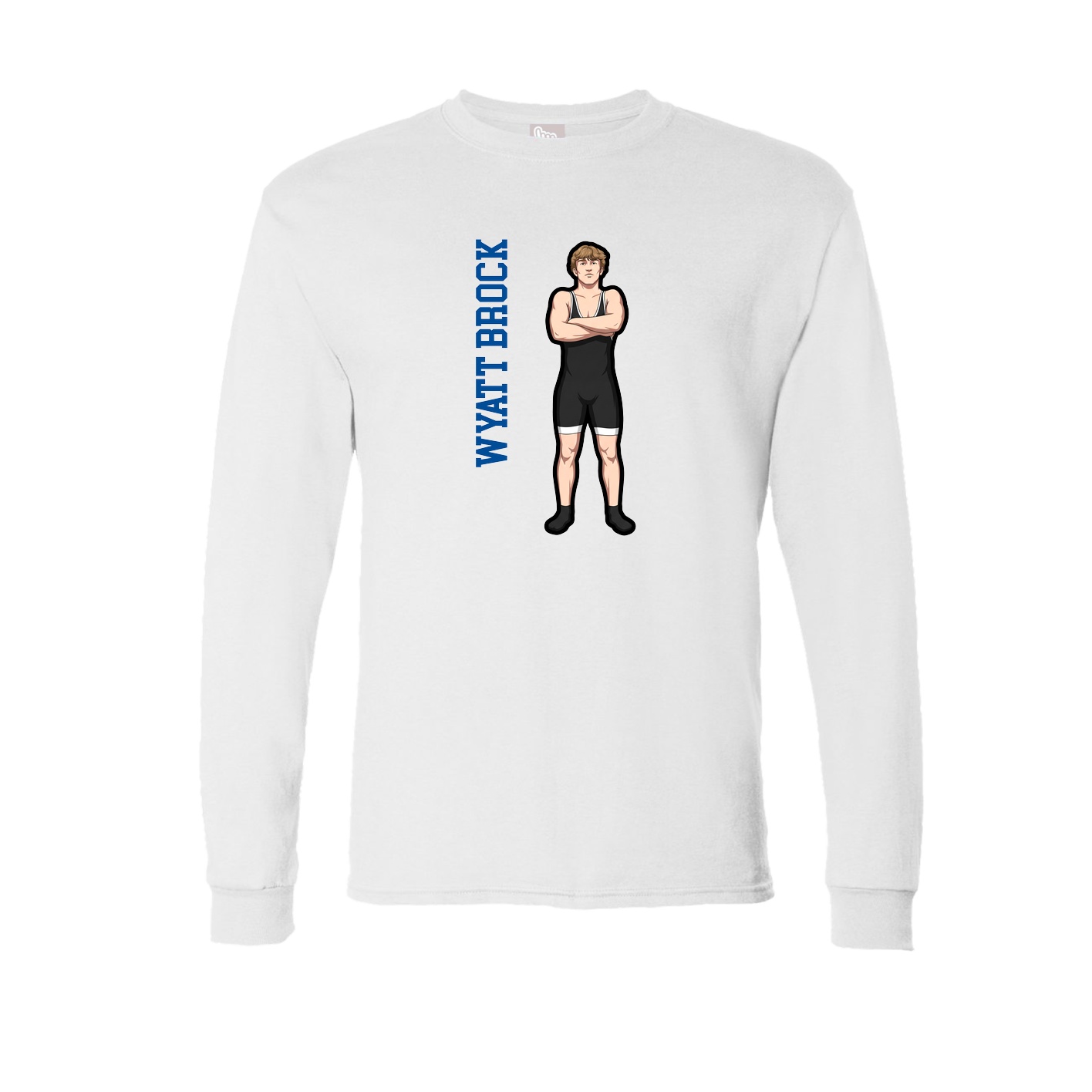 Long Sleeve Tee — Name Vertical in White