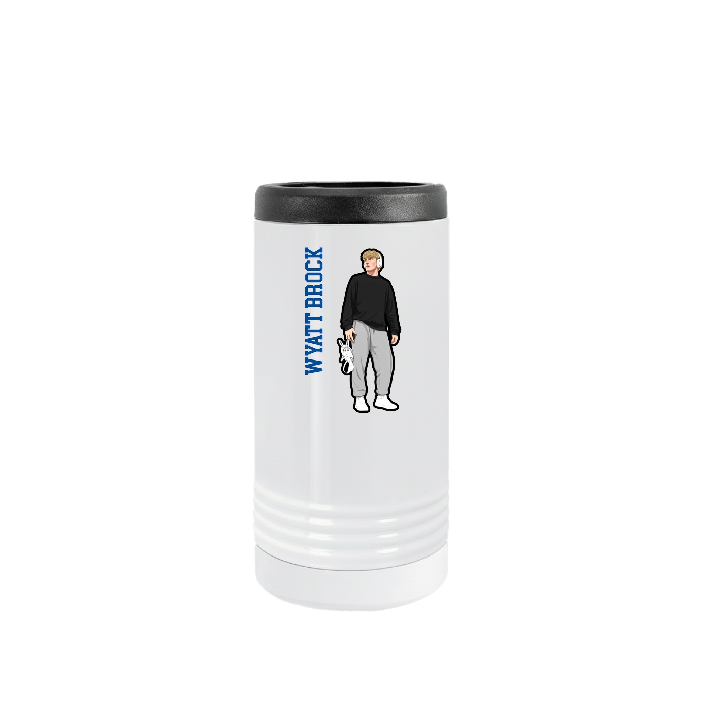 Slim Beverage Holder — Name Vertical in White