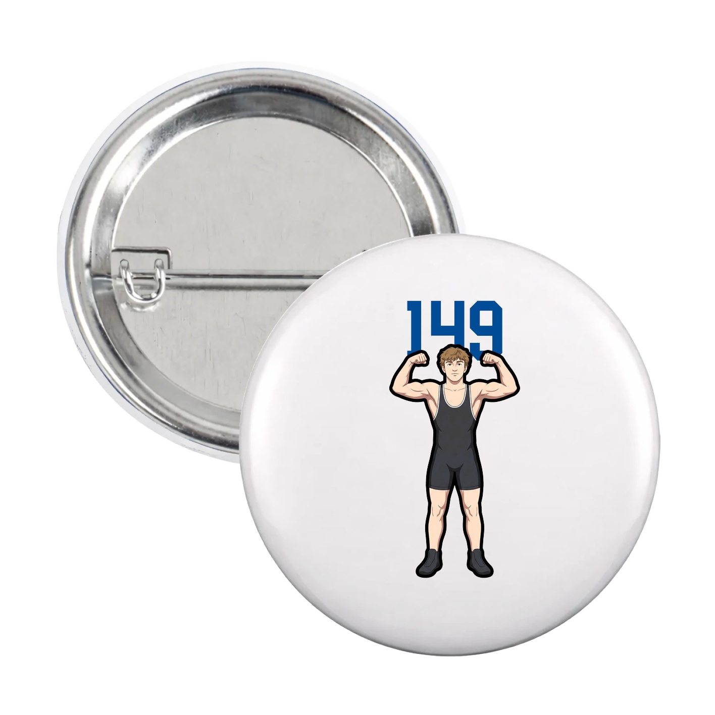 Game Day Button — Number Top in White