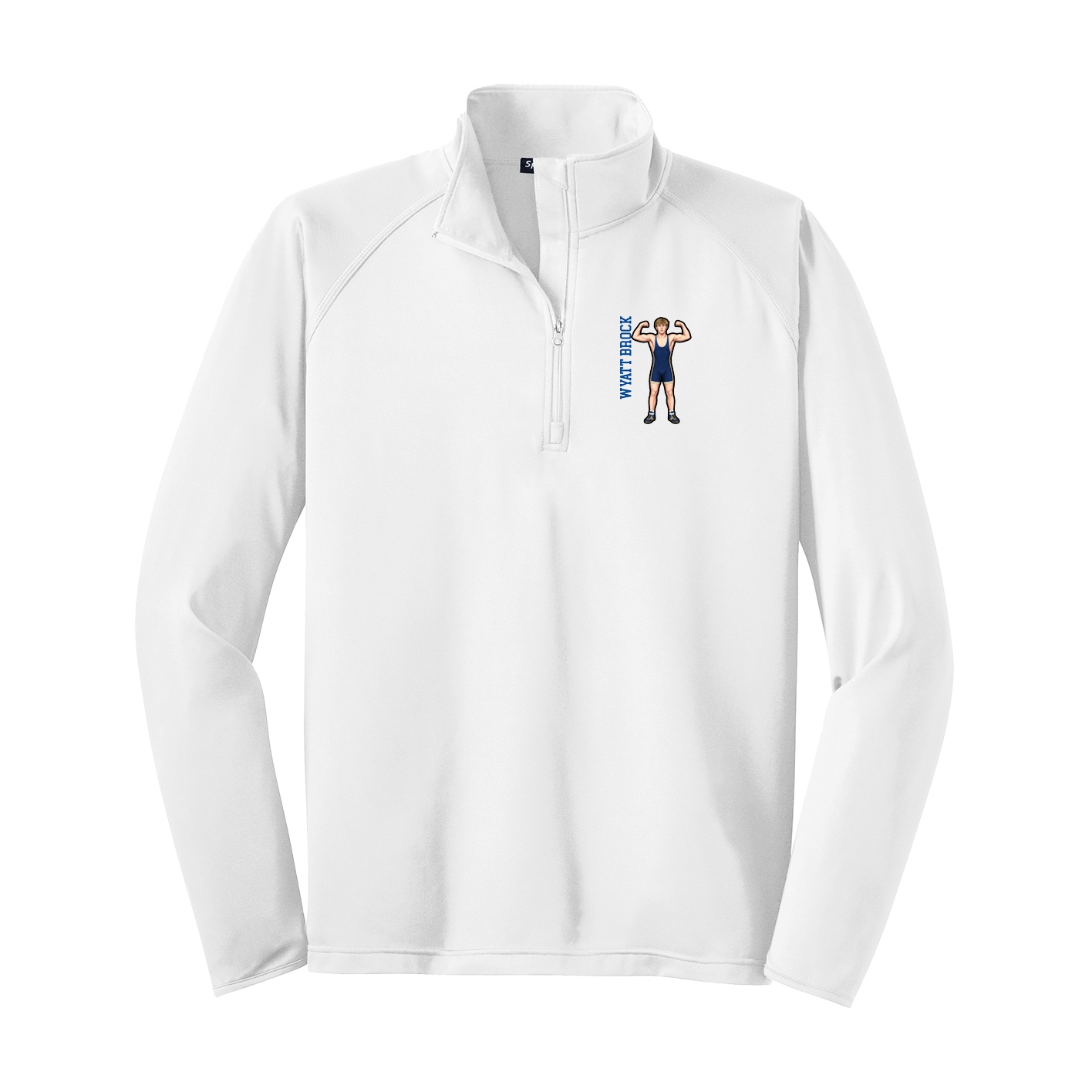 Q-Zip Pullover — Name Vertical in White