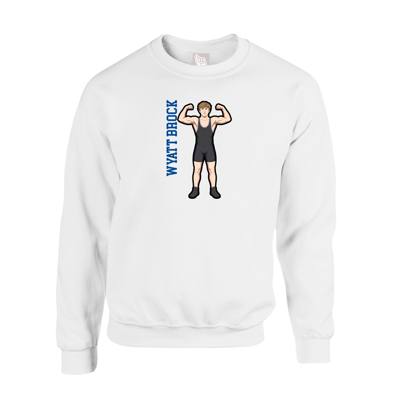 Fleece Crew — Name Vertical in White