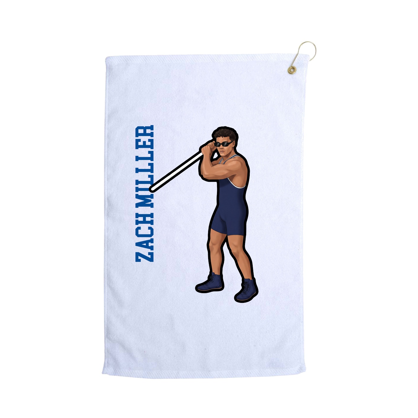 Golf Towel — Name Vertical in White