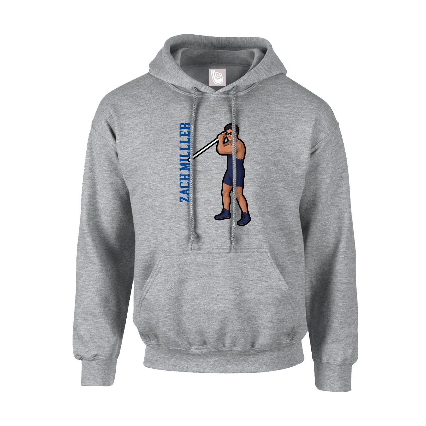 Hoodie — Name Vertical in Grey