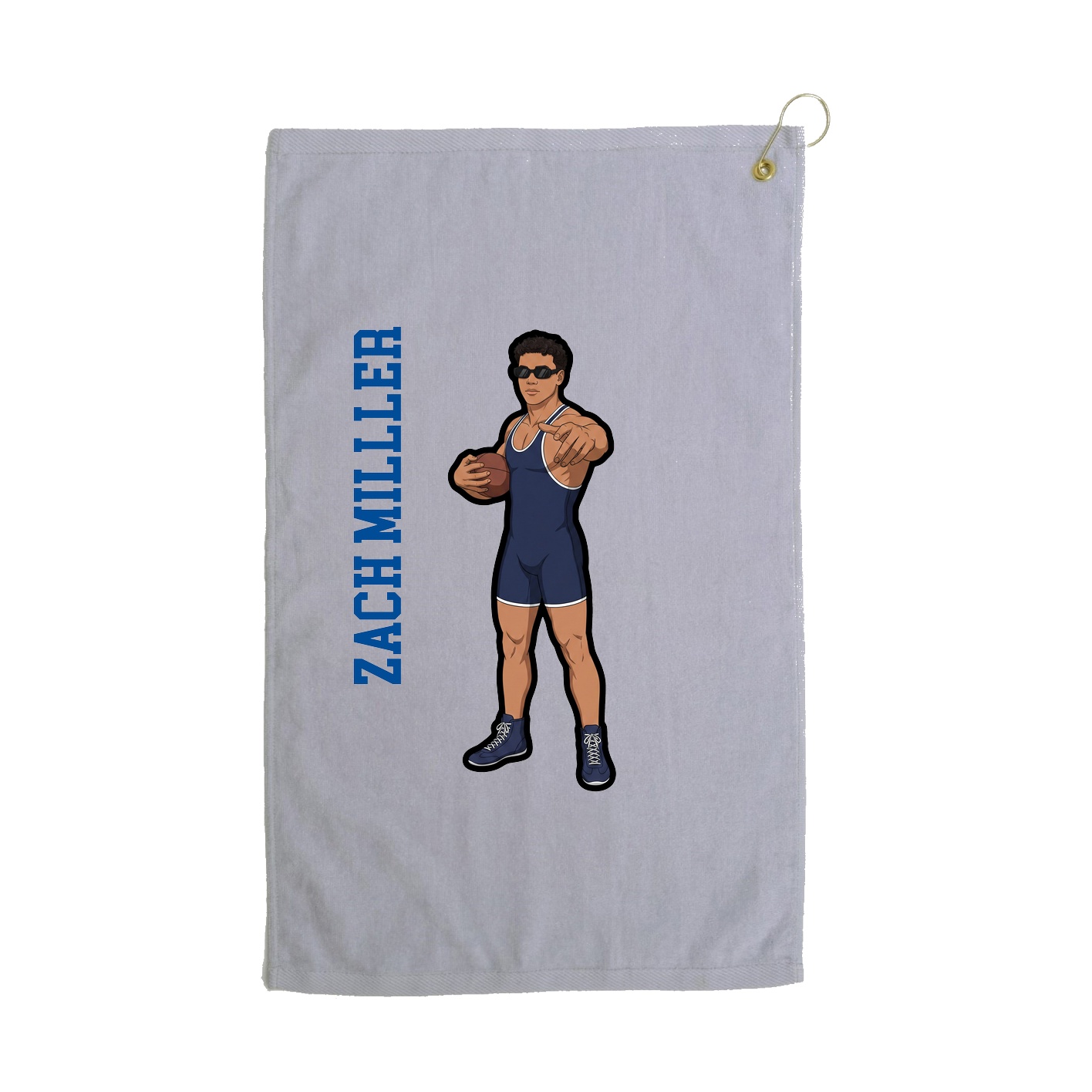 Golf Towel — Name Vertical in Grey