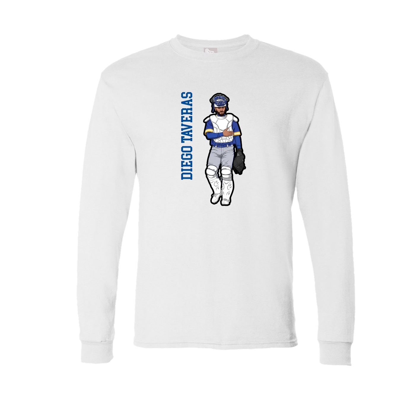 Long Sleeve Tee — Name Vertical in White