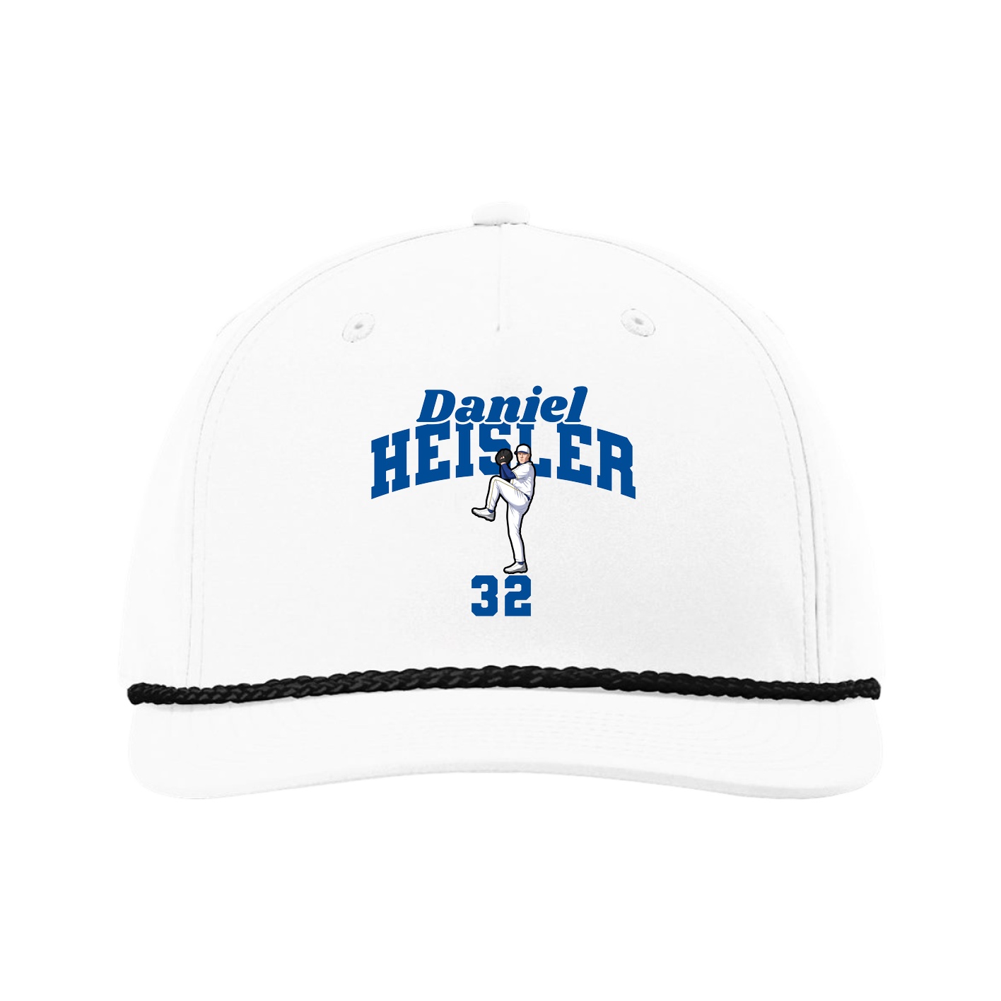 Five-Panel Classic Rope Cap — Signature Arch in White