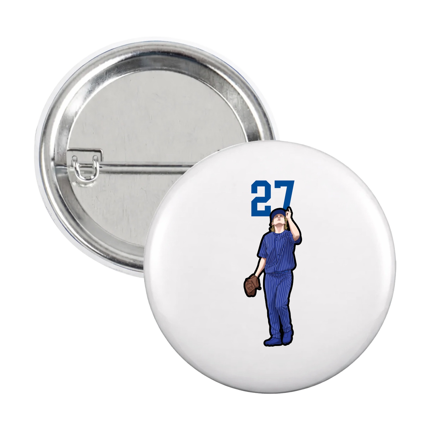 Game Day Button — Number Top in White