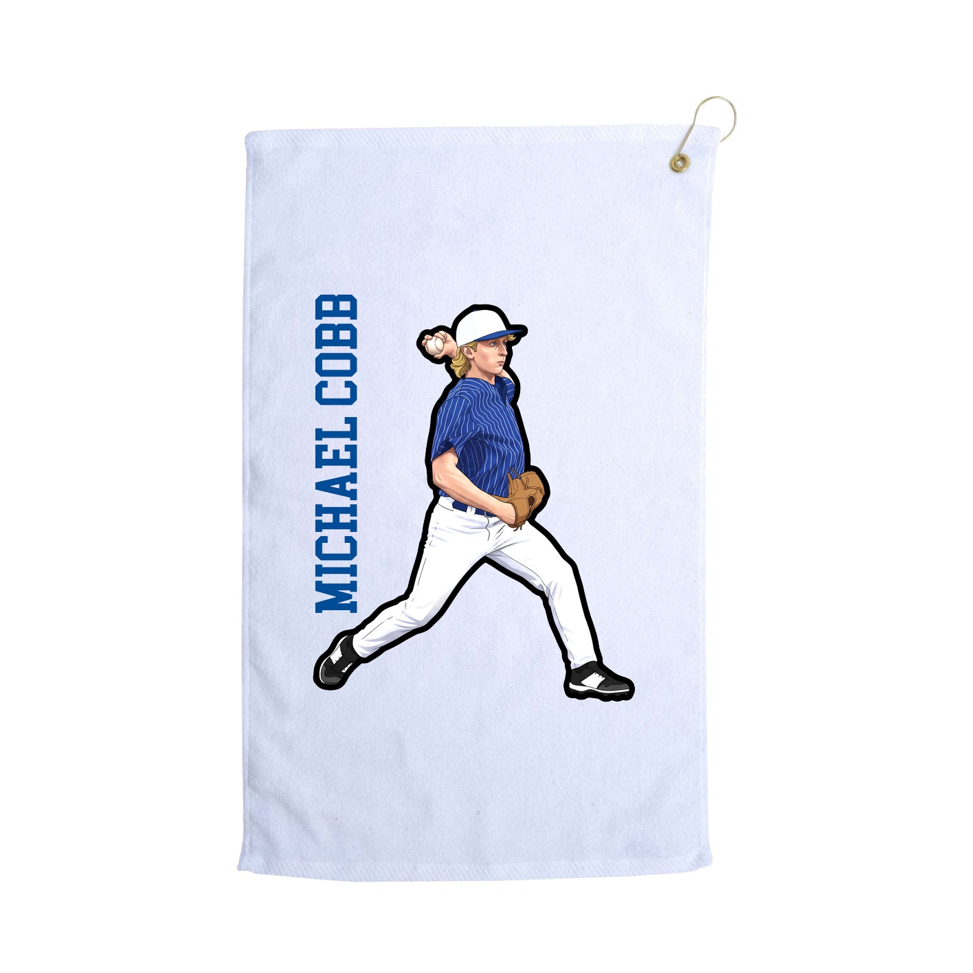 Golf Towel — Name Vertical in White