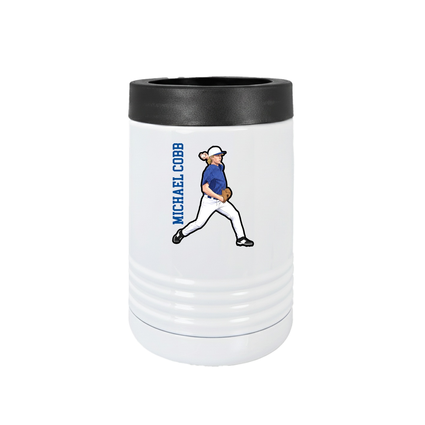 Beverage Holder — Name Vertical in White
