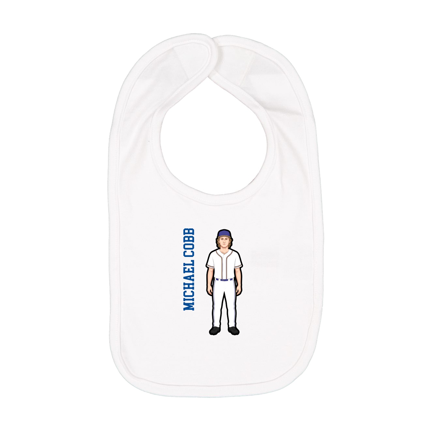 Infant Bib — Name Vertical in White