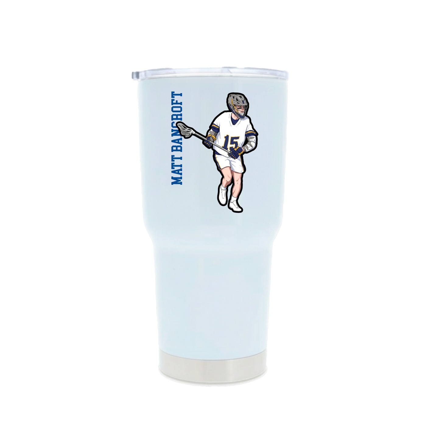 30oz Stainless Steel Tumbler — Name Vertical in White