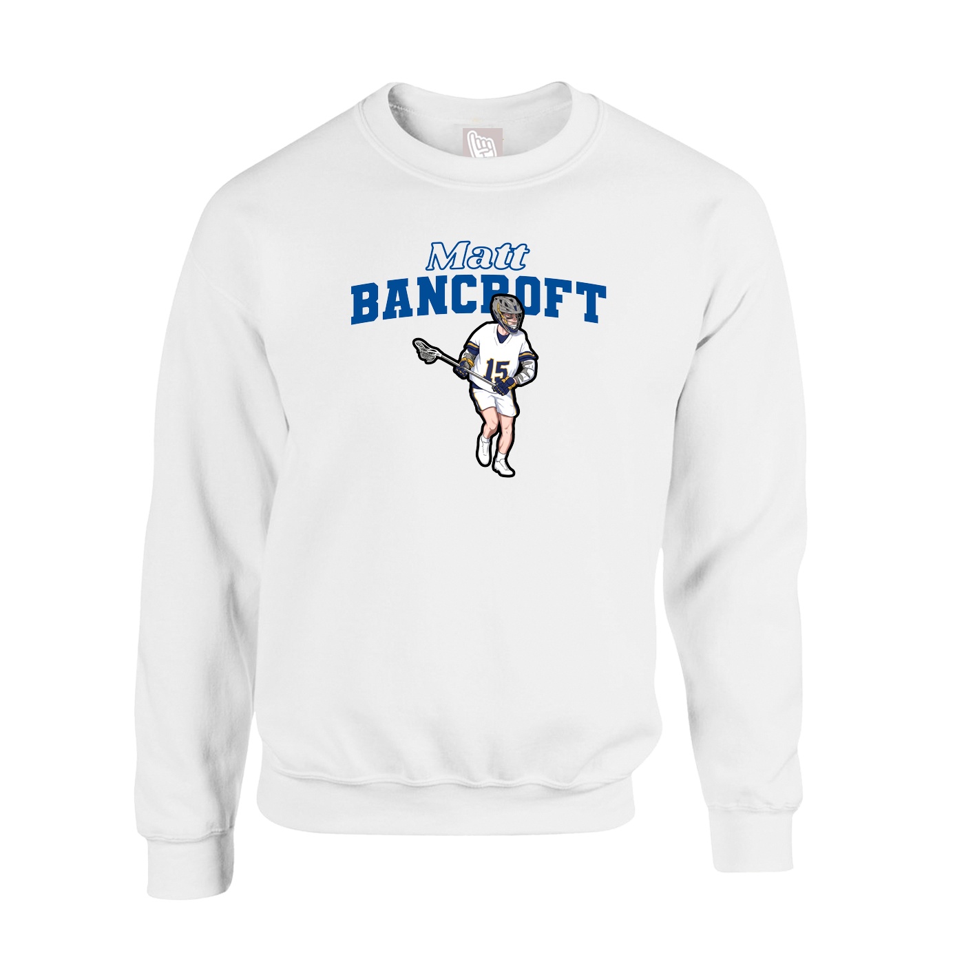 Fleece Crew — Name Arch in White