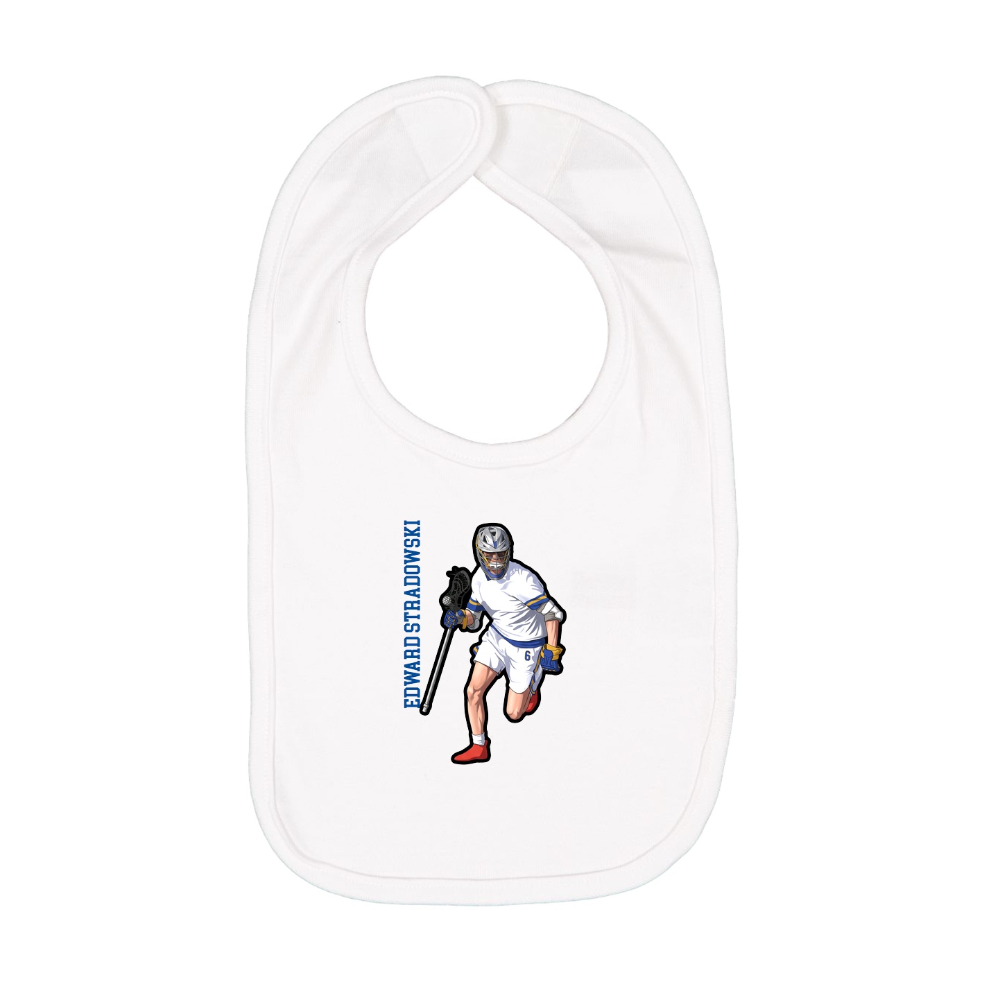 Infant Bib — Name Vertical in White