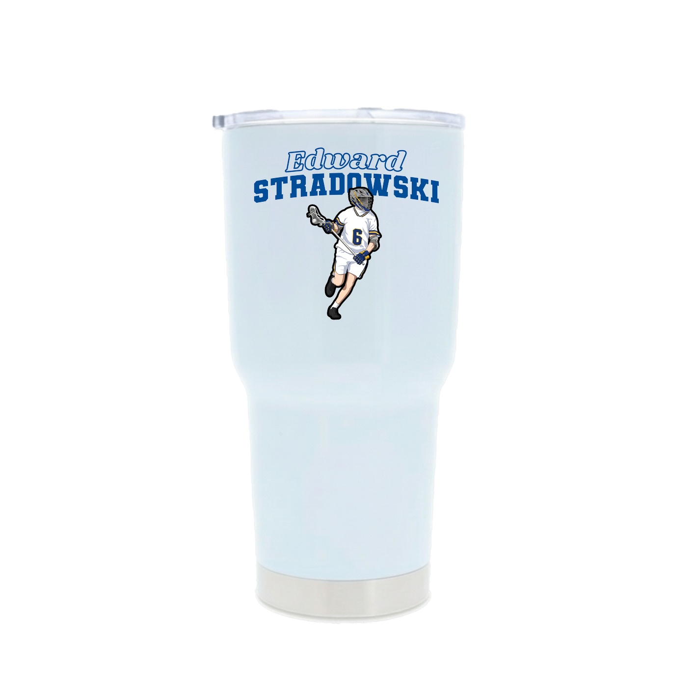 30oz Stainless Steel Tumbler — Name Arch in White