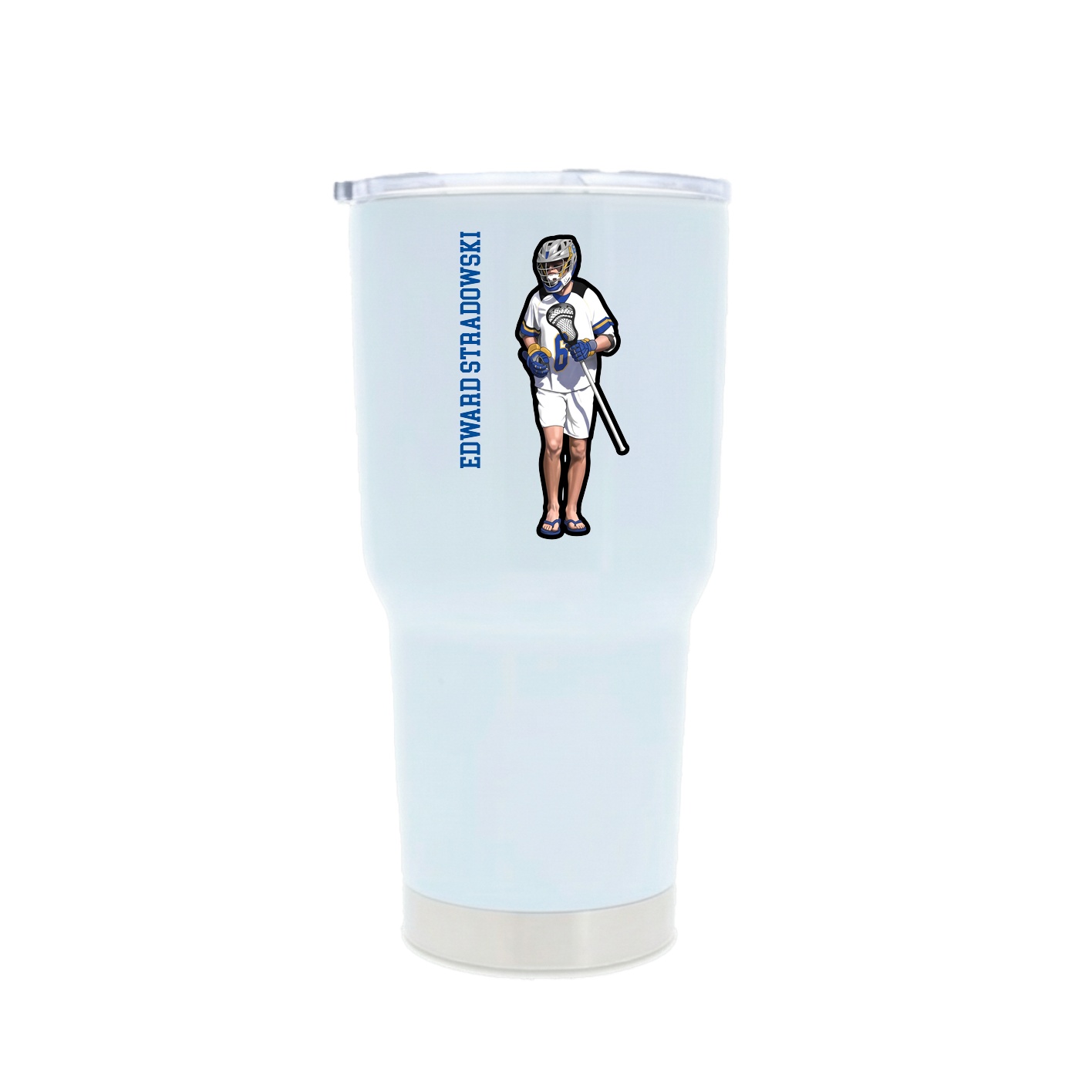 30oz Stainless Steel Tumbler — Name Vertical in White