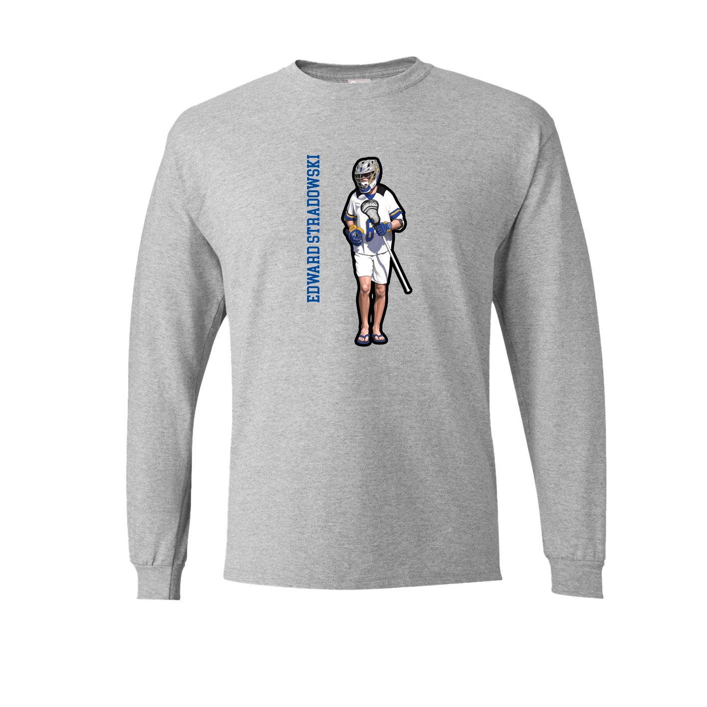 Long Sleeve Tee — Name Vertical in Grey