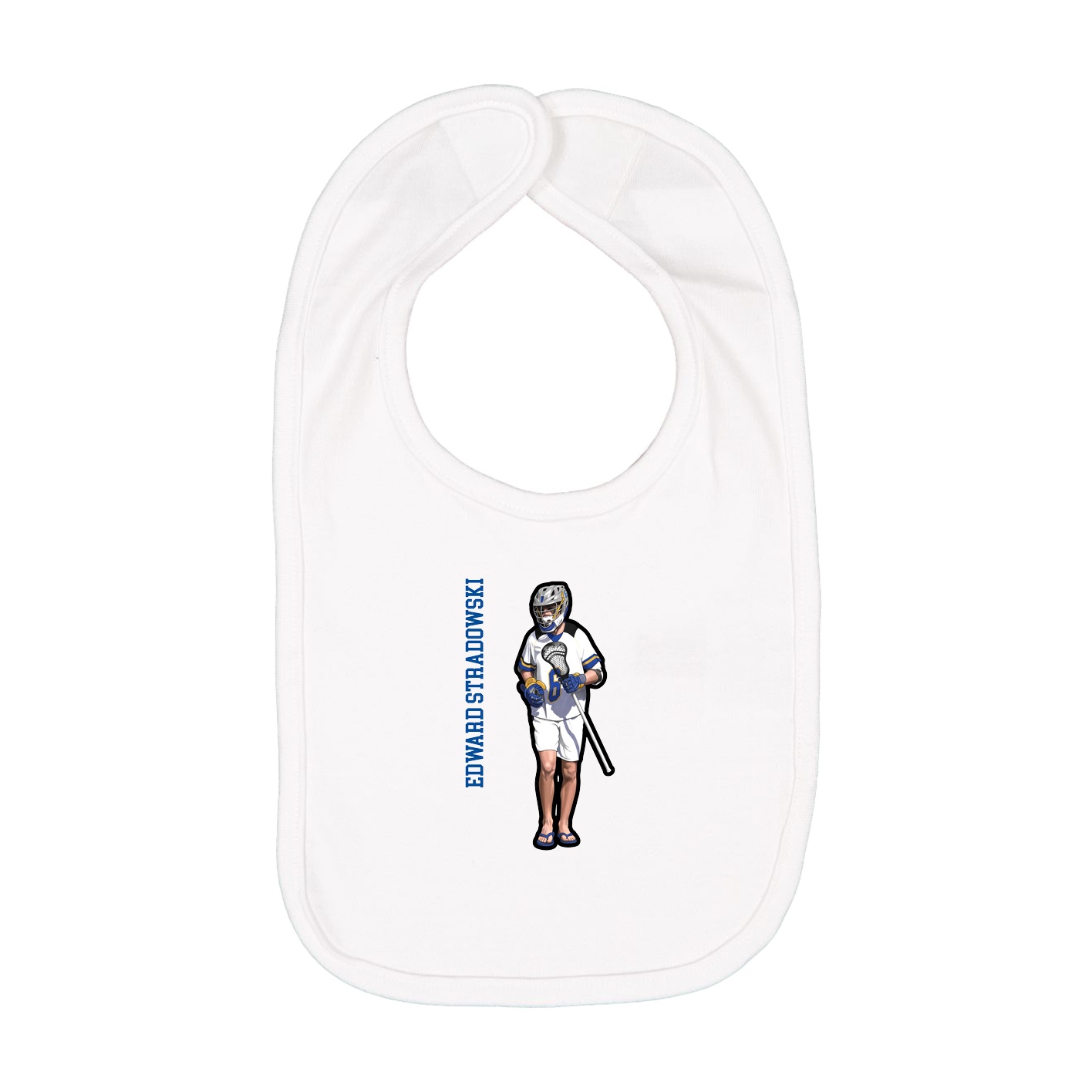 Infant Bib — Name Vertical in White