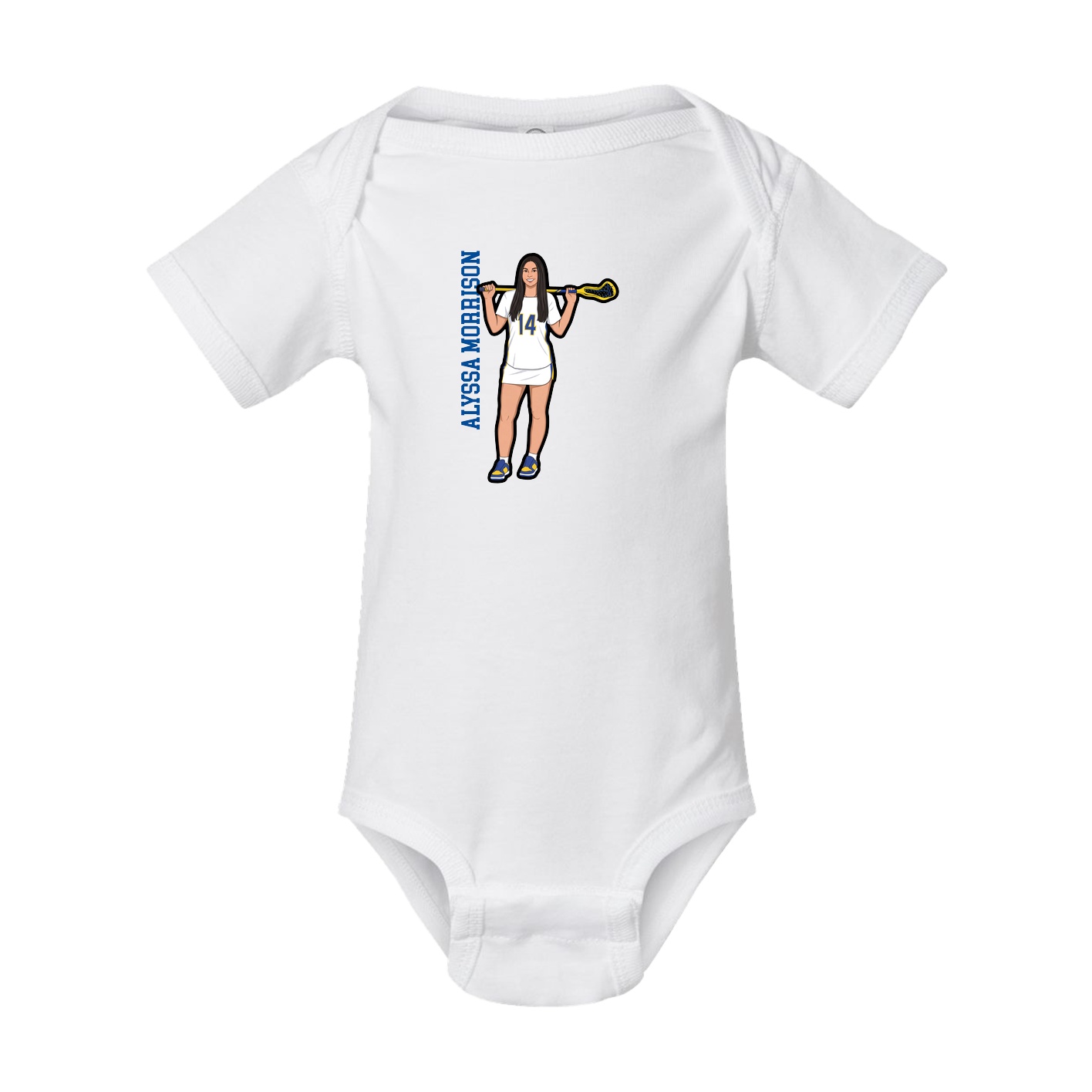 Baby Onesie — Name Vertical in White