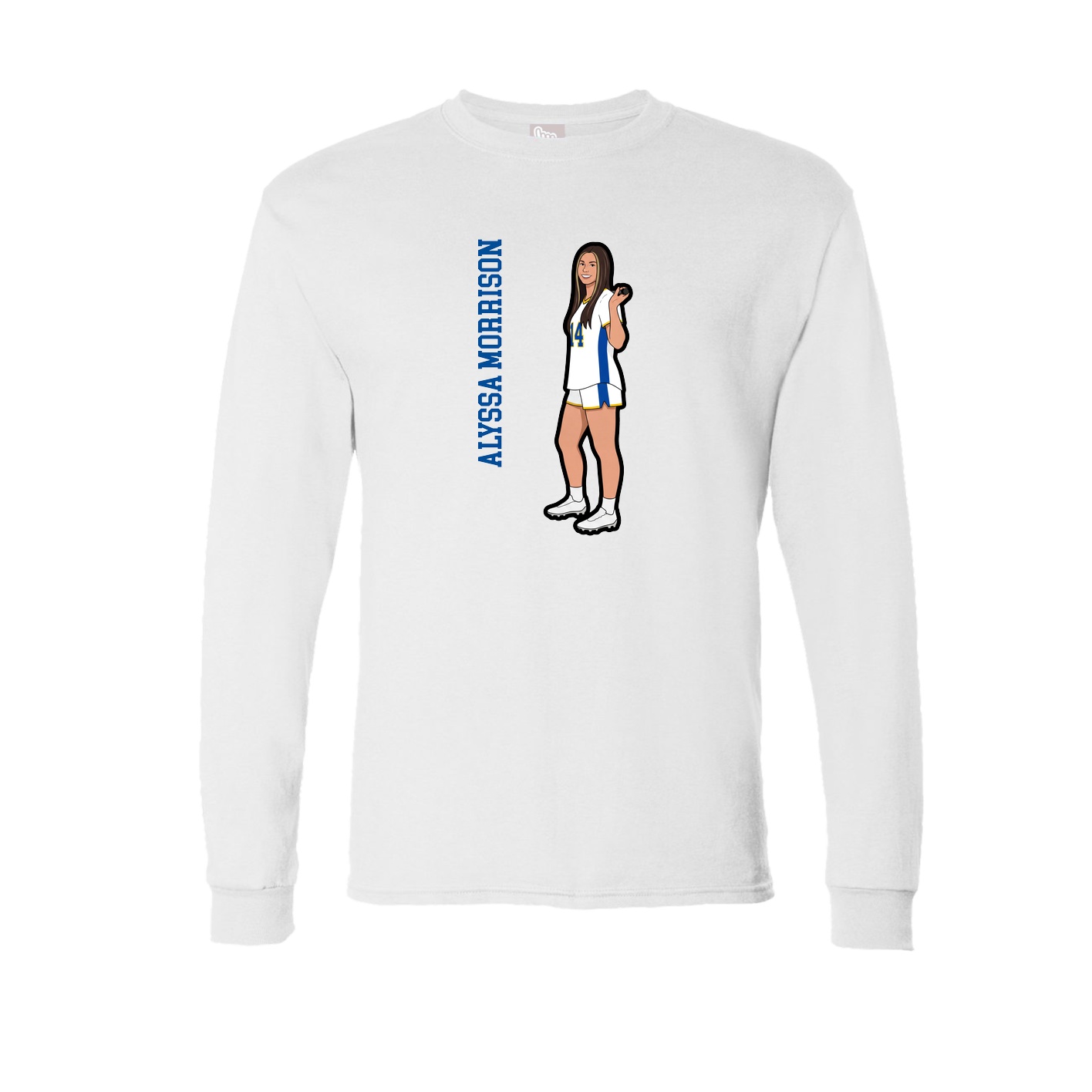 Long Sleeve Tee — Name Vertical in White