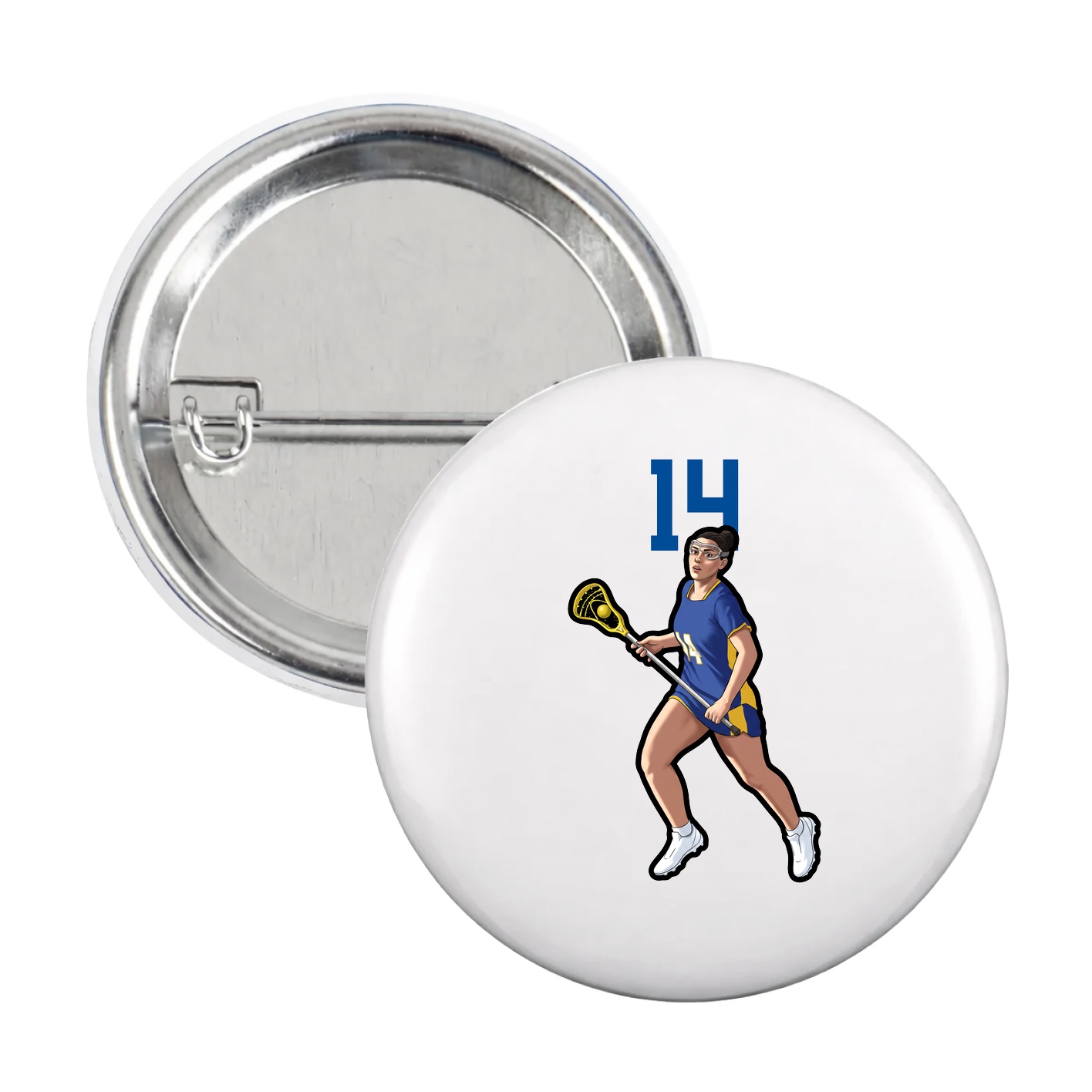 Game Day Button — Number Top in White