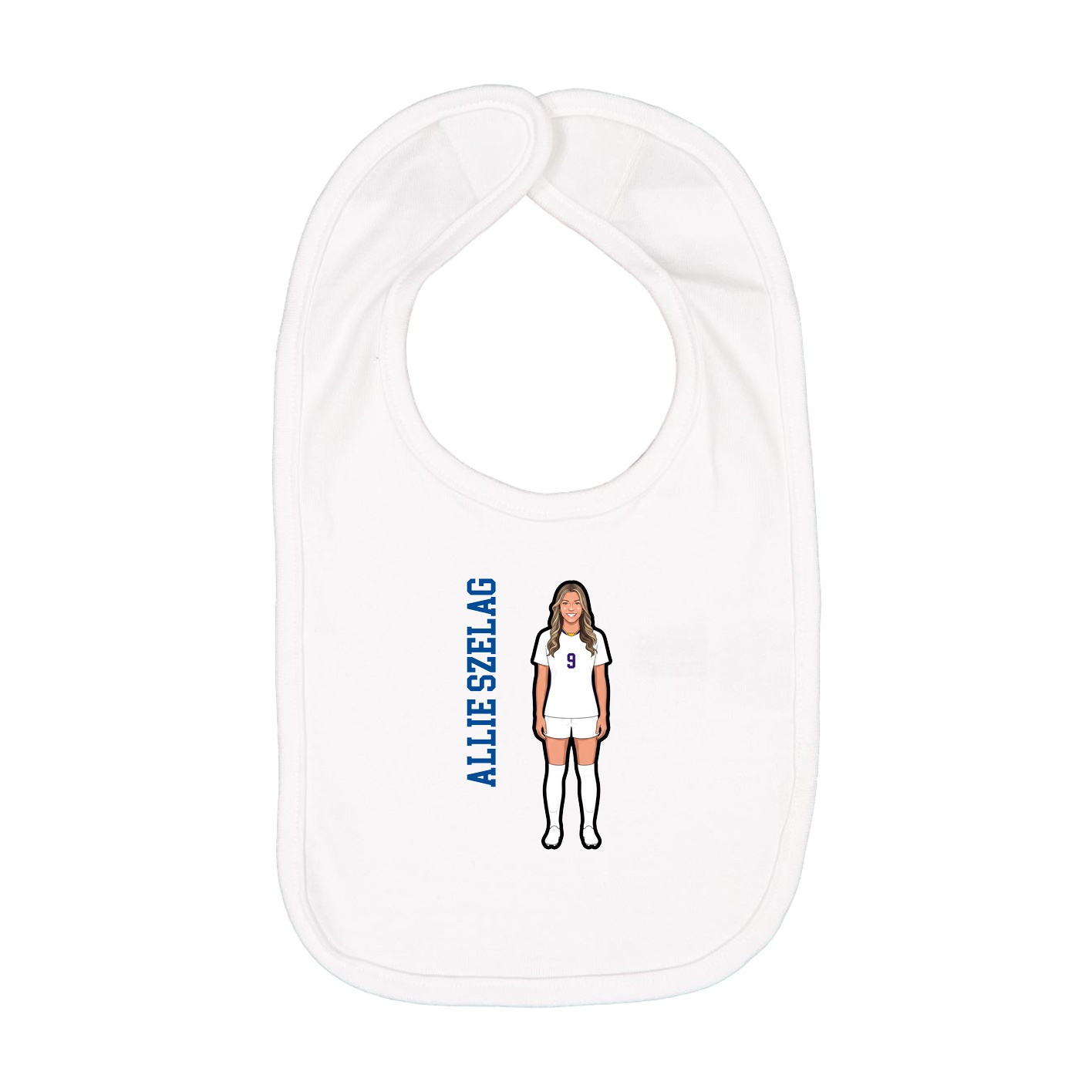Infant Bib — Name Vertical in White